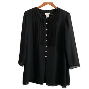 Black Pleated Front Button Tunic (Bin 2)